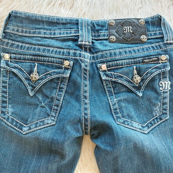 Miss Me Jeans Women's JP4009SK-2 Skinny Distressed Cuffed Leg Denim Jean Siz 26 - Picture 6 of 13